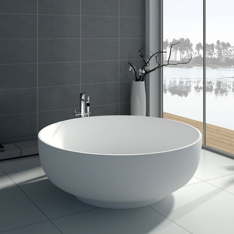 59 Inch Professional Round Bowl Solid Surface Freestanding Bathtub JZ8610
