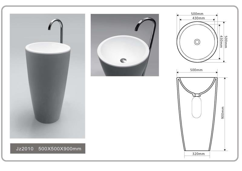 JINGZUN BATH solid surface/stone resin freestanding basin/sink JZ2010
