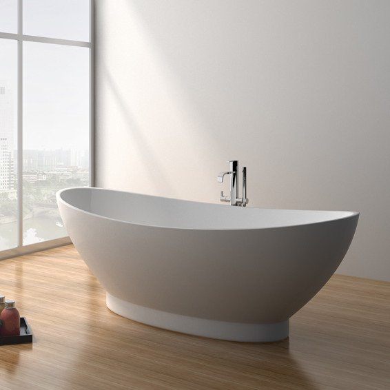 71 Inch Modern Solid Surface Soaking Freestanding Bathtub JZ8620