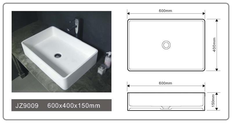 Cast Stone Solid Surface Countertop Wash Basin Jz9009 Cheapest